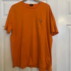 Men’s Polo T-Shirt. Color is Orange. Size Large.
